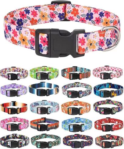 Moonpet Dog Collars for Puppy X-Small Small Medium Large Dogs - Unisex Cute Design Boys Girls Dog Pet Collar Soft Adjustable Bohemia Fancy Floral Dog Collars-Daisy-S in Saudi Arabia