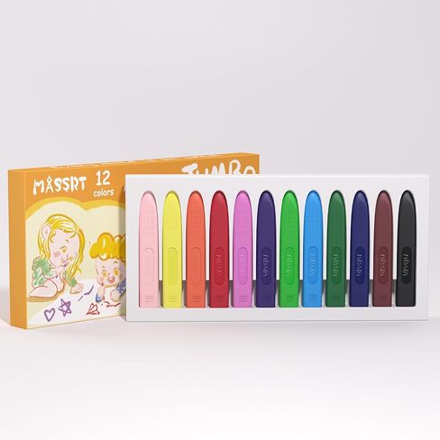 Triangle Jumbo Crayons for Toddlers, 18 Colors Mess Free Unbreakable Crayon Gifts, Easy to Hold Washable Crayons for Kids, Safe Coloring Gifts for Babies and Children in Saudi Arabia