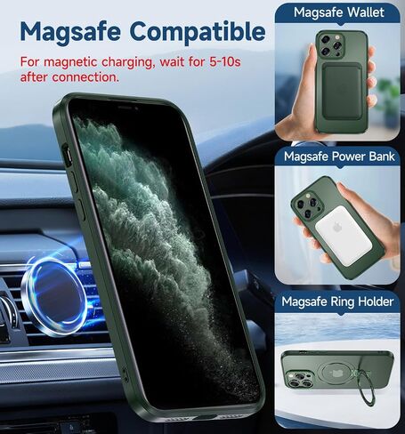 MAGIC JOHN for iPhone 11 Pro Max Case[Compatible with Magsafe] [with Magnetic Metal Stand][Military Grade Shockproof][Anti Yellowing],Translucent Matte Back with Soft Edge Blue in Saudi Arabia