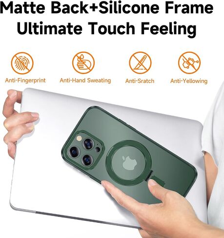 MAGIC JOHN for iPhone 11 Pro Max Case[Compatible with Magsafe] [with Magnetic Metal Stand][Military Grade Shockproof][Anti Yellowing],Translucent Matte Back with Soft Edge Blue in Saudi Arabia