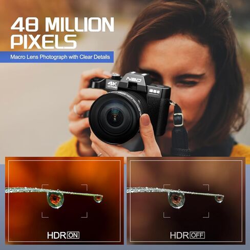 كاميرات NBD الرقمية للتصوير الفوتوغرافي، كاميرا تسجيل فيديو بتركيز تلقائي 48 ميجابكسل بدقة 4K لليوتيوب مع بطاقة TF سعة 32 جيجابايت وبطاريتين، وكاميرا فيديو مضادة للاهتزاز بتكبير 16X مع زاوية واسعة 52 مم وعدسة ماكرو (S100 PK) in Kuwait
