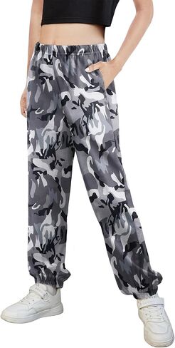 Arshiner Kids Girls Tie Dye Joggers بنطلون رياضي فضفاض مريح عالي الخصر in Kuwait