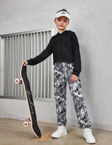 Arshiner Kids Girls Tie Dye Joggers بنطلون رياضي فضفاض مريح عالي الخصر in Kuwait