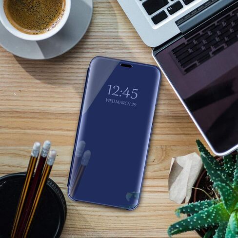 Compatible with Samsung Galaxy S22 Ultra 5G Case Flip Leather Cover Clear S-View Mirror Shockproof Cover with Kickstand Anti-Scratch Protective Phone Cases Cover for Samsung S22 Ultra 5G in Saudi Arabia