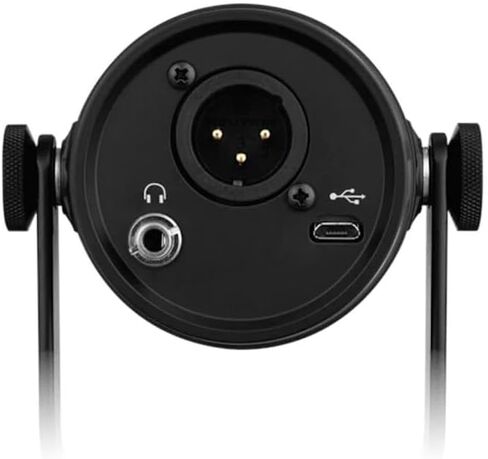 ميكروفون MV7-K-BNDL للبث مع حامل مانفروتو ثلاثي القوائم بتصميم ديناميكي مبتكر احترافي ومتين بمنفذي USB ومنفذ XLR من شور، لون اسود in Saudi Arabia