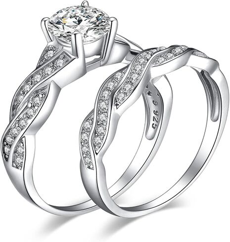 JewelryPalace Wedding Bands Engagement Rings for Women, 14K Gold Plated 925 Sterling Silver Cubic Zirconia Promise Rings for Her, Infinity Anniversary 1.5ct Simulated Diamond Ring in Kuwait