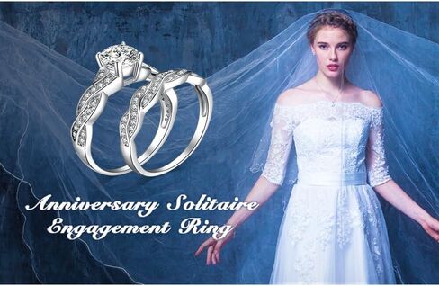 JewelryPalace Wedding Bands Engagement Rings for Women, 14K Gold Plated 925 Sterling Silver Cubic Zirconia Promise Rings for Her, Infinity Anniversary 1.5ct Simulated Diamond Ring in Kuwait