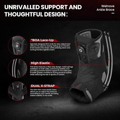 Welnove Ankle Brace: Maximum Metal Support for Men & Women, Prevention of Sprained Ankles with Metal Springs, Stabilizing for Running, Basketball, Volleyball(1 Unit, M) in Saudi Arabia