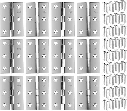 Stainless Steel 3 Inch Folding Butt Hinges for Furniture Door Window Case Lid and Wooden Box Chest, Pack of 8 in Saudi Arabia