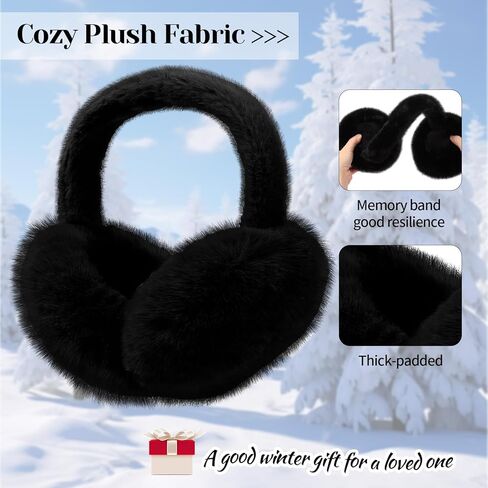 Hotme Winter Ear Muffs Faux Fur Earmuffs Cute Fuzzy Foldable Outdoor Ear Warmers for Women Girls in Kuwait