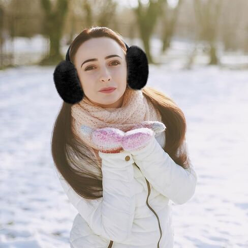 Hotme Winter Ear Muffs Faux Fur Earmuffs Cute Fuzzy Foldable Outdoor Ear Warmers for Women Girls in Kuwait