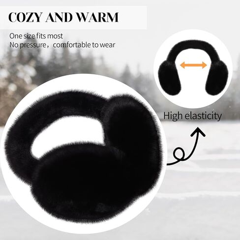 Hotme Winter Ear Muffs Faux Fur Earmuffs Cute Fuzzy Foldable Outdoor Ear Warmers for Women Girls in Kuwait