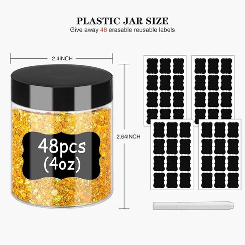 2oz Plastic Jars with Lids 36PCS Small Cosmetic Slime Containers Clear Travel Round Jars Empty Sample Containers Leak Proof Pot Jars with Black Lids for Lotion and Cream Acrylic Powder Lip Scrubs in Saudi Arabia