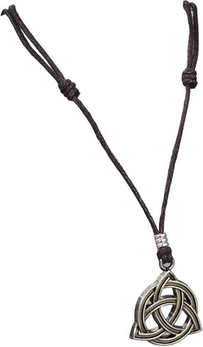 قلادة BlueRica Celtic Trinity Knnot Triquetra على حبل أسود قابل للتعديل in Kuwait