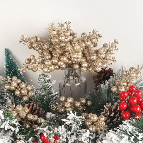 24 Pack Glitter Silver Berry Stems,7.5 Inch Christmas Sparking Silver Faux Winter Berry Sprigs,Artificial Silver Berries Branches for Christmas Tree Garland Wreath Crafts Season Winter Home Decor in Saudi Arabia