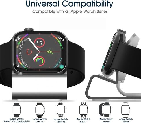 حامل شاحن لساعة Apple 49 مم 45 مم 41 مم 44 مم 40 مم 42 مم 38 مم iWatch Series 9 8 SE2 7 SE 6 5 4 3 Ultra 2 Ultra، حامل ألومنيوم لسطح المكتب لساعة Apple حامل شحن يدعم وضع المنضدة in Saudi Arabia