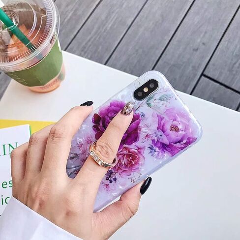 Qokey Compatible with iPhone SE Case 2022/2020,iPhone 8/ 7 Case 4.7 inch Flower Cute Fashion Cover for Women Girl 360 Degree Rotating Ring Kickstand Soft TPU Shockproof Rose Butterfly in Kuwait