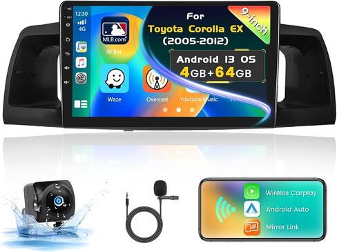 [8 Core 6G+128G] Inefala ترقية Android 13 Radio Dash Kit لسيارة Toyota Corolla EX 2007-2012، شاشة ستيريو تعمل باللمس 9 بوصة مع Carplay اللاسلكي وAndroid Auto، GPS/WiFi، 32EQ DSP، 59 UI، كاميرا احتياطية in Kuwait