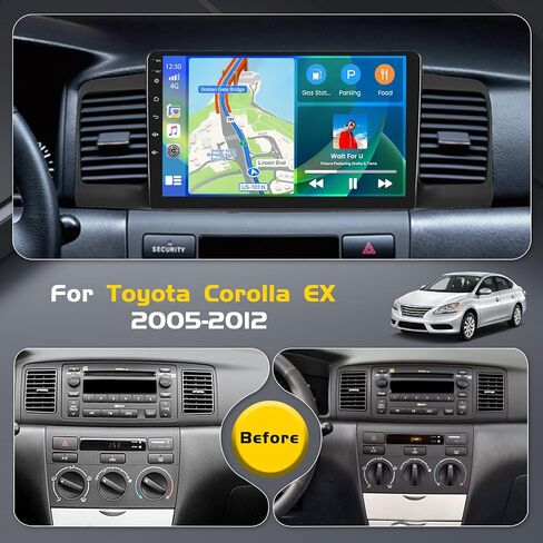 [8 Core 6G+128G] Inefala ترقية Android 13 Radio Dash Kit لسيارة Toyota Corolla EX 2007-2012، شاشة ستيريو تعمل باللمس 9 بوصة مع Carplay اللاسلكي وAndroid Auto، GPS/WiFi، 32EQ DSP، 59 UI، كاميرا احتياطية in Kuwait
