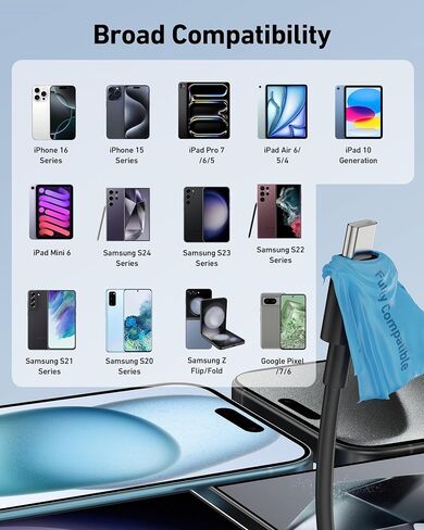 كابل Carplay للسيارة لهاتف iPhone 15/15 Plus/15 Pro Max، 2 حزمة USB A إلى USB C لسلك Carplay USB C، كابل iPad USB C iPad Pro 13/12.9/11 بوصة iPad Air 5/4 كابل شحن سلك شاحن سيارة صغير 3FT in Kuwait