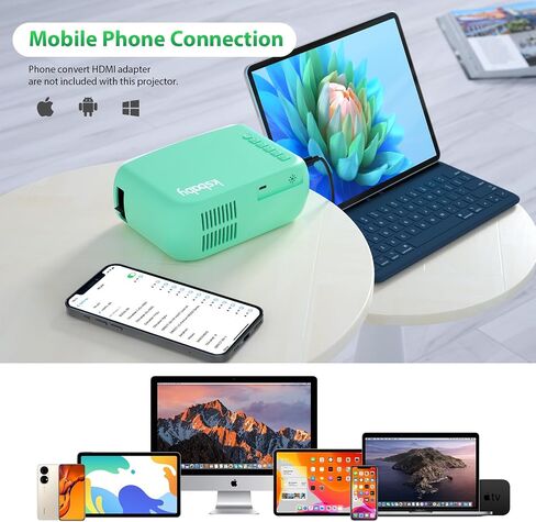 Portable Projector, ksbaby Outdoor Projector, LED Aesthetic Video Mini Projector for Outdoor Portable Movies Compatible with HDMI, USB, Laptop, TV Stick, iOS and Android Phone in Saudi Arabia