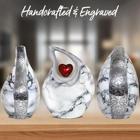 Teardrop Urn for Human Ashes - Decorative Cremation Urn for Ashes for Men & Women - Handcrafted Funeral Urn for Male & Female - Honor Your Loved One with Burial Urn (Snow White, Large) in Saudi Arabia