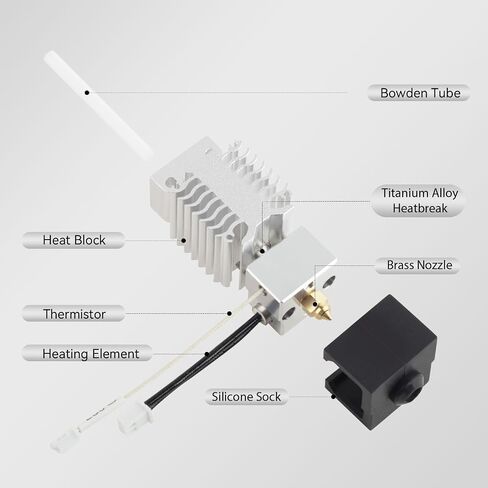 جهاز Ender 3 V3 KE Hotend الأصلي مع مجموعة كتلة تسخين سيراميك وجورب سيليكون ثنائي المعدن لكسر الحرارة وتدفق عالي ودرجة حرارة عالية فقط متوافق مع طابعة Creality Ender 3 V3 KE ثلاثية الأبعاد - وليس لطابعة Ender 3 V3 SE in Kuwait