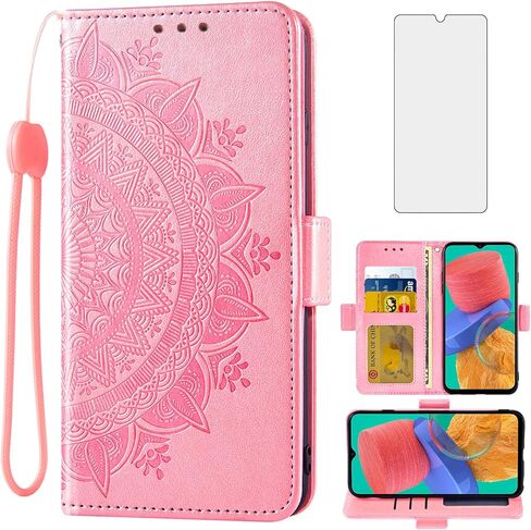 Asuwish Phone Case for Samsung Galaxy M33 5G Wallet Cover Tempered Glass Screen Protector Credit Card Holder Flip Purse Wrist Strap Stand Folio Lanyard Slot Cell Accessories 33M G5 Women Men Gray in Saudi Arabia