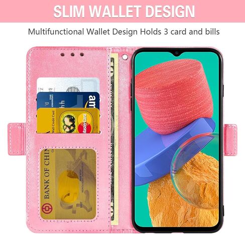 Asuwish Phone Case for Samsung Galaxy M33 5G Wallet Cover Tempered Glass Screen Protector Credit Card Holder Flip Purse Wrist Strap Stand Folio Lanyard Slot Cell Accessories 33M G5 Women Men Gray in Saudi Arabia