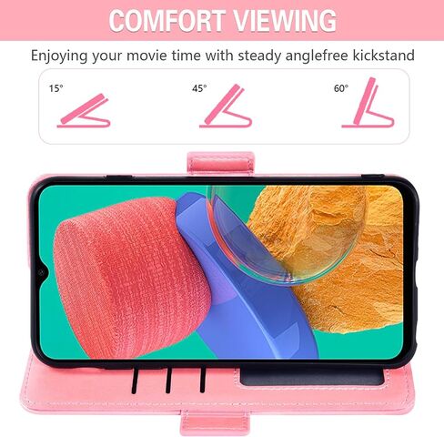 Asuwish Phone Case for Samsung Galaxy M33 5G Wallet Cover Tempered Glass Screen Protector Credit Card Holder Flip Purse Wrist Strap Stand Folio Lanyard Slot Cell Accessories 33M G5 Women Men Gray in Saudi Arabia