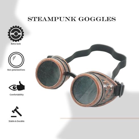 نظارات Steampunk الكلاسيكية النحاسية الريفية نظارات سايبر Welding القوطي in Kuwait