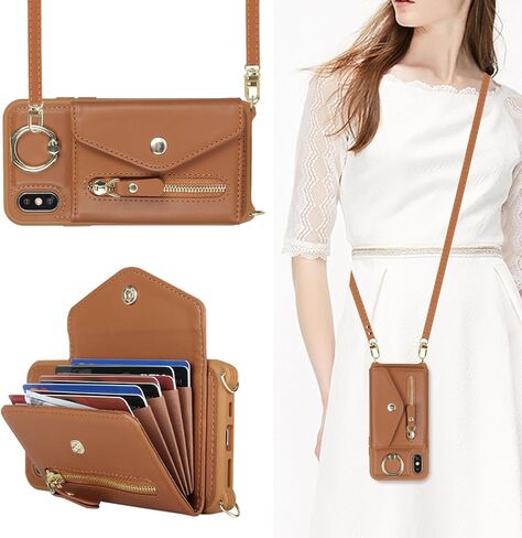 iPhone Xs Max Case with Zipper Card Holders and Strap for Women, iPhone Xs max Phone Case Wallet Compatible PU Leather Button Flip Shockproof Wallet Case for iPhone Xs Max-Pink in Kuwait