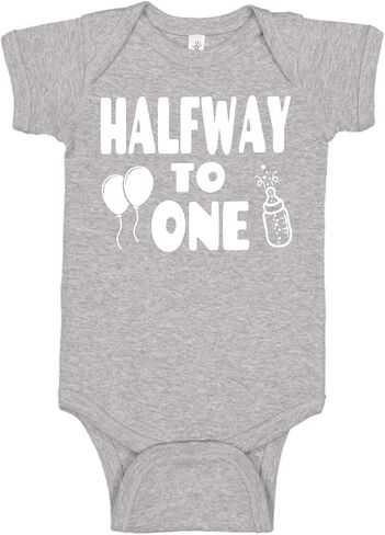 Aiden's Corner Handmade Cute Baby Boy Girl Halfway To One Bodysuits - Half Birthday Infant Newborn Clothes in Saudi Arabia