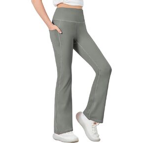 Desol Girl's Flare Yoga Pants with Pockets Dance Athletic Leggings High Waist Bootcut Leggings for Girls