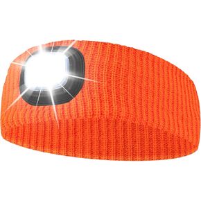 LED Headband for Outdoor Sports,Type C Rechargeable Knit Hairband with a Light Winter Gifts for Men Women,Dog Walking,Camping,Outdoor Work,Cycling,Running in the Night