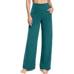 Promover Yoga Pants for Women Wide Leg Lounge Dress Pants with Pockets High Waist Bootcut Loose Exercise Pants (Taupe, S)