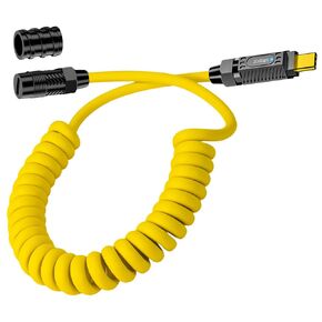 Coiled USB C to USB C Cable 140W Stretched, 20Gbps Spring Coiled USB Type C Charger Cable, 8K@60Hz Video Transfer USB C Charger Cord for iPhone,MacBook,Max Stretched 5ft