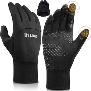 ihuan Winter Gloves for Men and Women - Waterproof Warm Glove for Cold Weather, Thermal Gloves with Touch Screen Finger for Workout, Running, Cycling, Bike