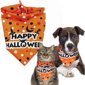 Halloween Cat Bandana Green Skull Bat Premium Durable Fabric Double Layers Triangle Reversible Holiday Dog Scarf Halloween Thanksgiving Dog Bandana for Small Medium Large Dogs and Cats