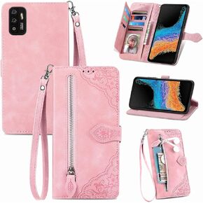 for ZMax 11 Zipper Wallet Case with Strap,7 Card Holder Leather Flip Magnet Wallet Case with Money Pocket Full Body Protective Purse Case for Women for Consumer Cellular ZMax 11 -Brown