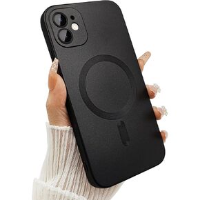Magnetic Case for iPhone 12 Phone Case for Women/Men, Shockproof Matte Luxury Metallic Luster Design with Full Camera Lens Protector, Compatible with Magsafe Case for iPhone 12 6.1"-Wine Red