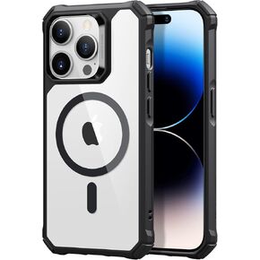 ESR for iPhone 14 Pro Max Case, Compatible with MagSafe, Shockproof Military-Grade Protection, Air-Guard Corners, Magnetic Phone Case for iPhone 14 Pro Max, Air Armor (HaloLock), Clear Black