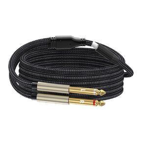USB C to Dual 6.35mm 1/4 inch Stereo Splitter Y Cable, USB Type C to Dual 6.35mm 1/4 inch TS Audio Cord for Smartphone, Tablet, Laptop Link Amplifier, Mixing Console Mixer, Speaker, 6.6 FT