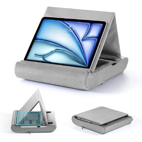 MoKo Tablet Pillow Stand, Laptop Pillow for Lap/Bed/Desk, Foldable Tablet Holder for 12" Tablets, with Pen Loop, Fit for iPad Air 6 2024, iPad Pro 11 2024, Galaxy Tab, E-Reader, Phone, Book, Blue