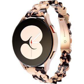 20mm Band Compatible with Galaxy Watch 6/5 Band 40mm 44mm/6 Classic 47mm 43mm Samsung Galaxy Watch 5 Band Pro 45mm, Slim 20mm Resin Band for Galaxy Watch 4 Band Classic 42mm 46mm, Tortoise