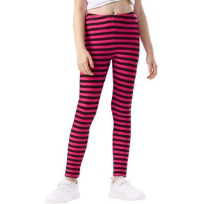 HDE Girl's Leggings Holiday Stretchy Full Ankle Length Stripe and Black Tights Rainbow Stripes