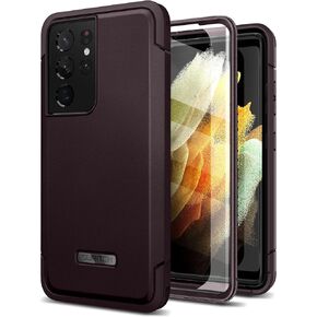 SURITCH for Samsung Galaxy S21 Ultra Case, [2 Front Frames] Full-Body Heavy Duty Rugged Shockproof Protective Phone Cover with Built-in Screen Protector for Samsung S21 Ultra 6.8 Inch, Black