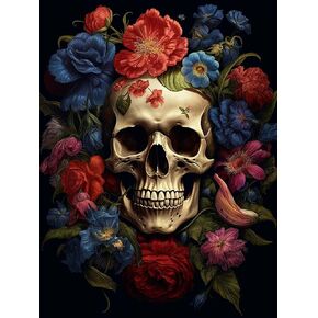 Reofrey DIY Diamond Painting Kits for Adults Skeleton, Diamond Art Couple Full Drill Round Rhinestone Diamond Painting Accessories, Cross Stitch Embroidery Canvas for Crafts Home Wall Decor 30x40cm