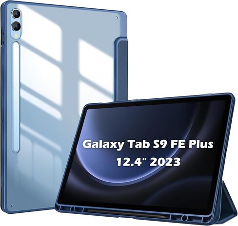 ProCase Case for Galaxy Tab S9 FE Plus/S9 FE+ 12.4 Inch 2023(SM-X610/SM-X616B)with S Pen Holder, Smart Cover with Clear Transparent Back and Soft TPU Bumper for Galaxy Tab S9 FE+ Plus -Graphite/Black in Saudi Arabia