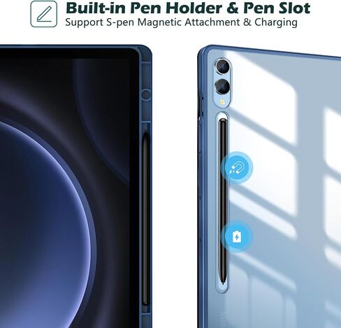 ProCase Case for Galaxy Tab S9 FE Plus/S9 FE+ 12.4 Inch 2023(SM-X610/SM-X616B)with S Pen Holder, Smart Cover with Clear Transparent Back and Soft TPU Bumper for Galaxy Tab S9 FE+ Plus -Graphite/Black in Saudi Arabia